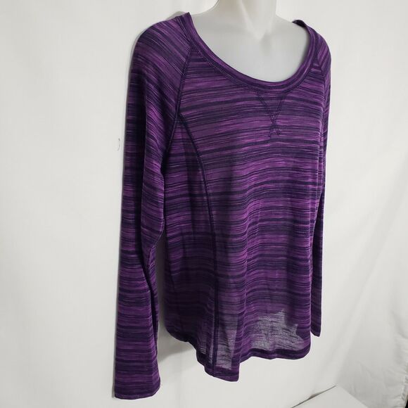 Exertek Women's Top T Shirt Size Large Space Dye Purple Long Sleeve Round Neck - Picture 4 of 7